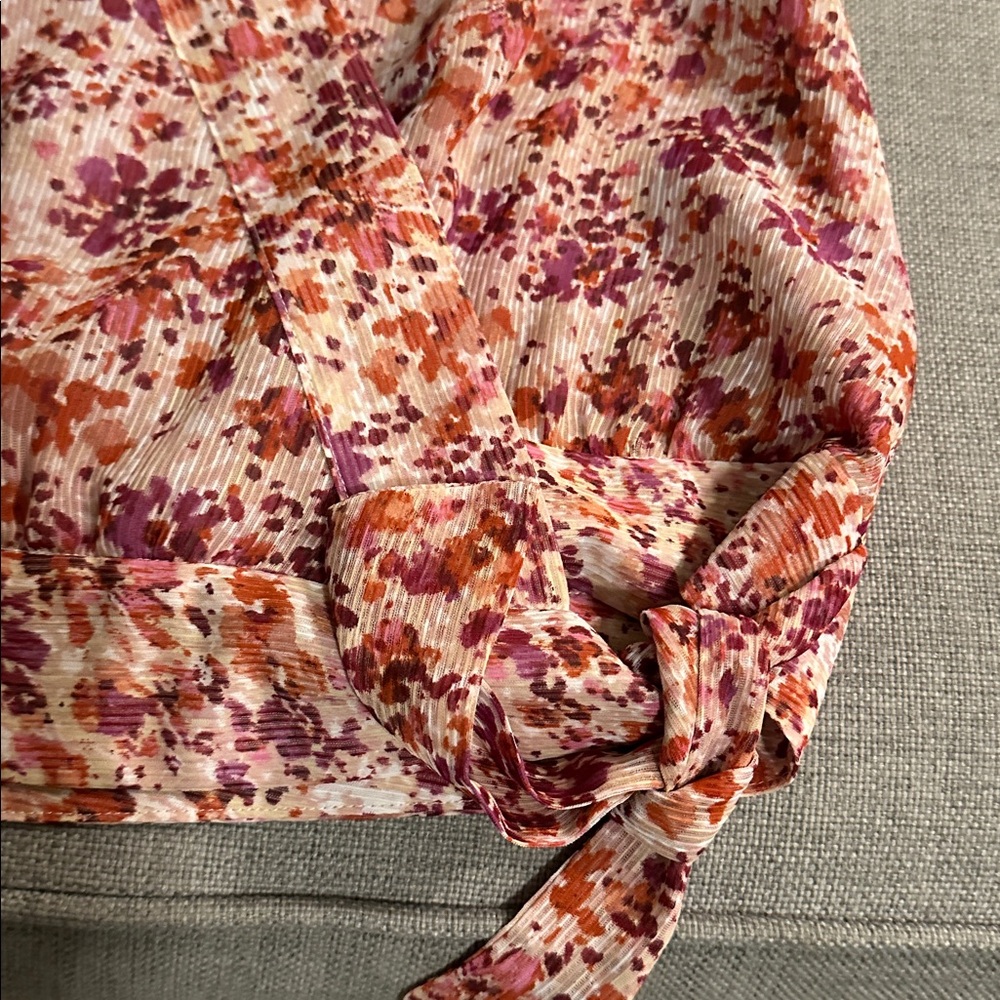 Banana Republic Floral Wrap Blouse - Pink and Red - Picture 5 of 13